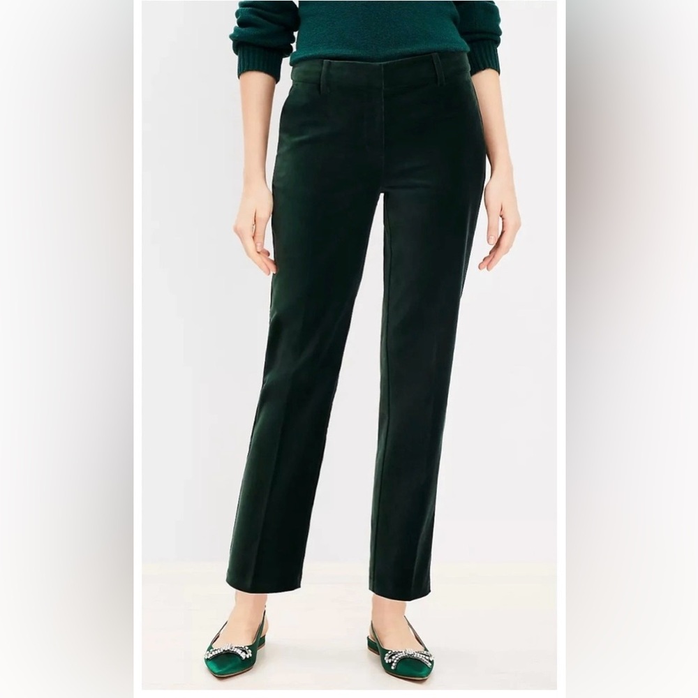 LOFT Emerald Green Velvet Riviera Pants